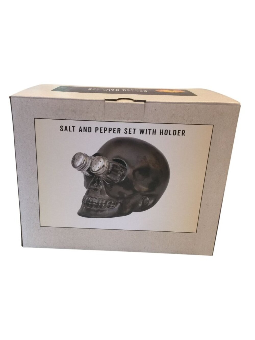 Cracker Barrel Black Skull with Removable Clear Salt & Pepper Holders 2025